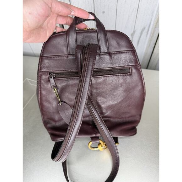 VTG Hillard & Hanson Leather Plum Purple Boho Backpack Y2K Purse Gold Hardware